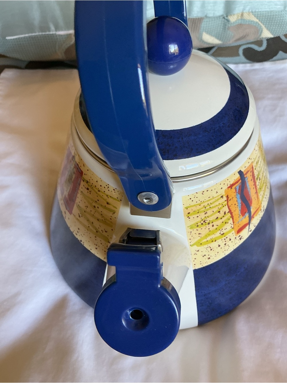 Blue Metal Southwestern Style Teakettle - Picture 4 of 7